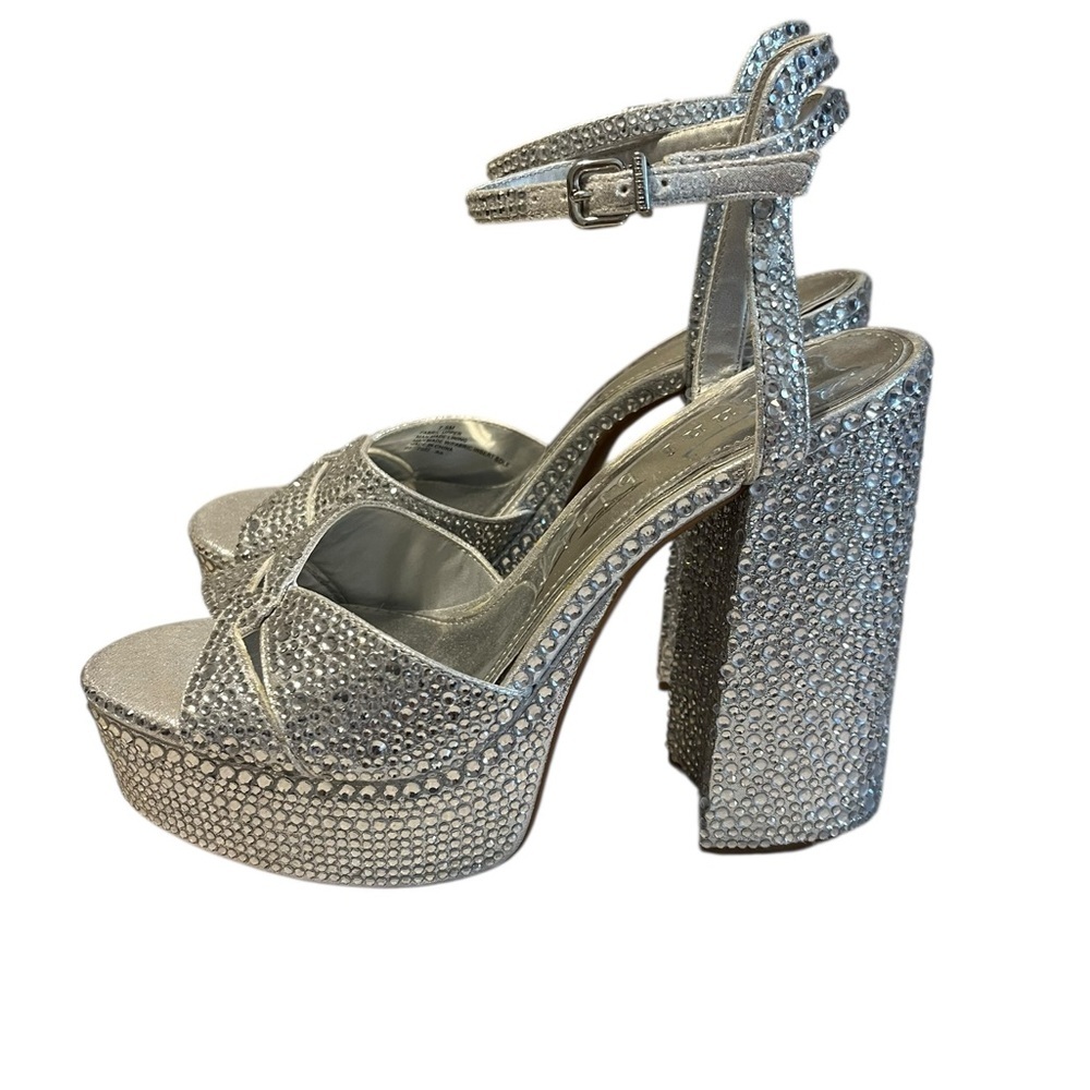 Gianni Bini Silver Rhinestone Platform Heels Size 7 1/2 - Picture 2 of 4